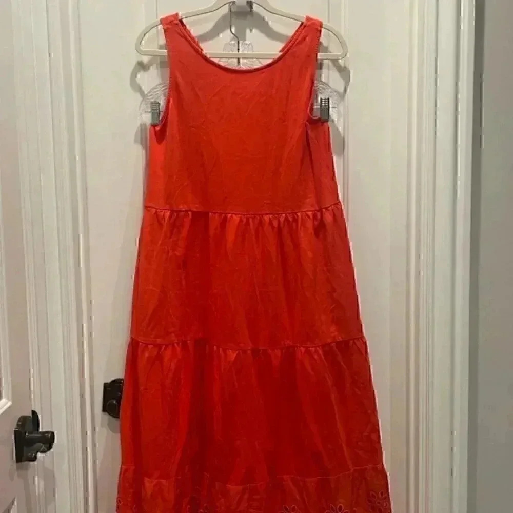 J. CREW ORANGE MAXI DRESS WITH CUT OUT HEM SIZE MEDIUM - Picture 1 of 3